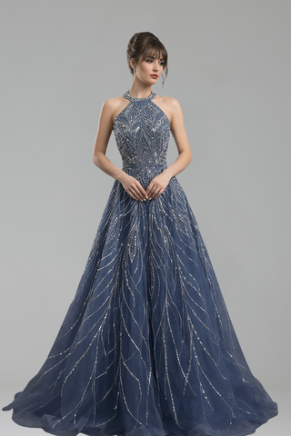 Halter Mermaid Evening Dress - LAROSABRIDE