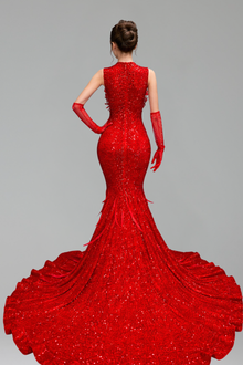 Beaded Illusion Mermaid Gown - LAROSABRIDE