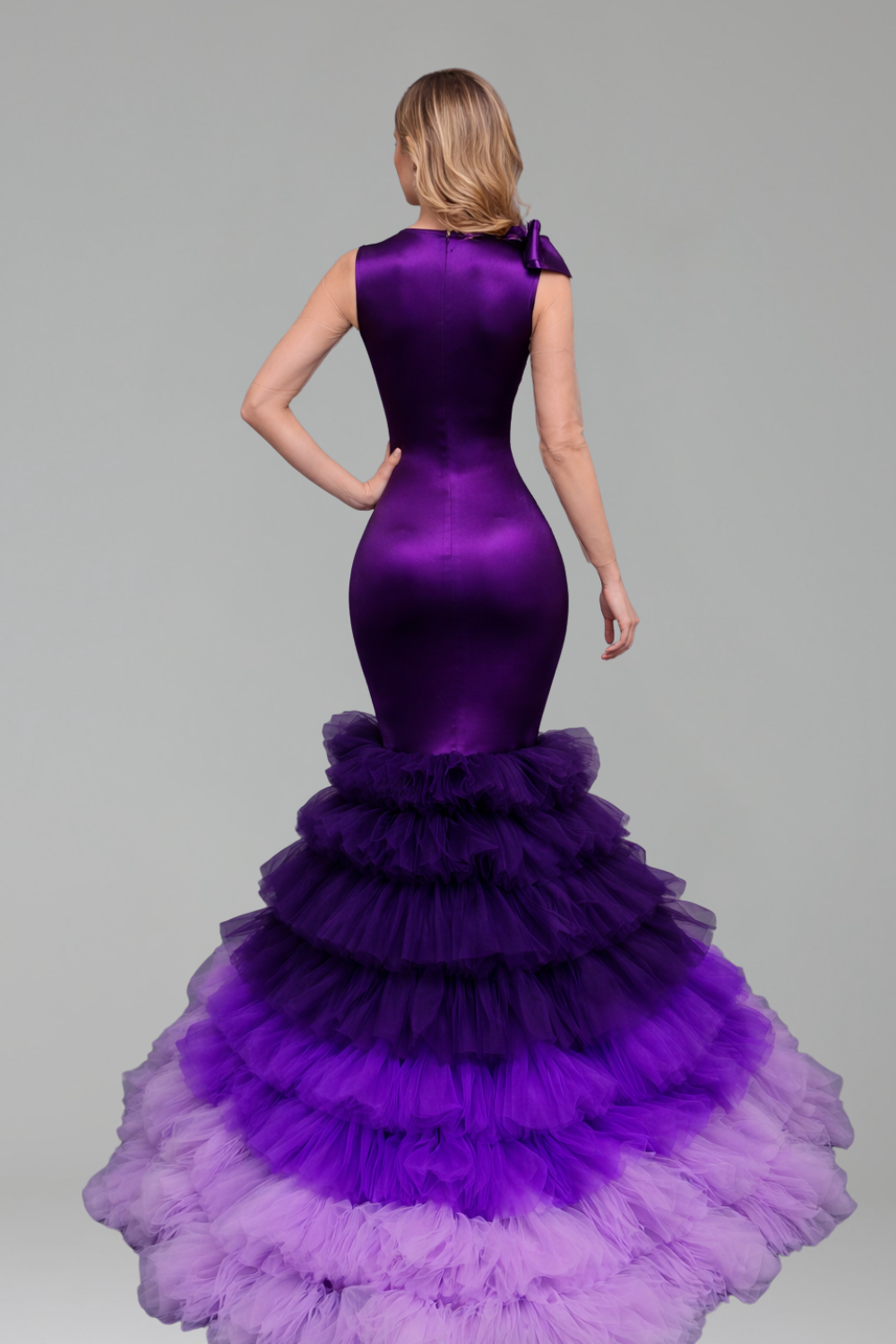 One-Shoulder Ruffle Mermaid Dress - LAROSABRIDE