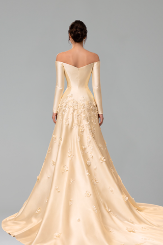 Satin Appliqu� A-Line Gown - LAROSABRIDE