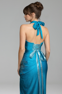 Turquoise Embellished Bodice Dress - LAROSABRIDE