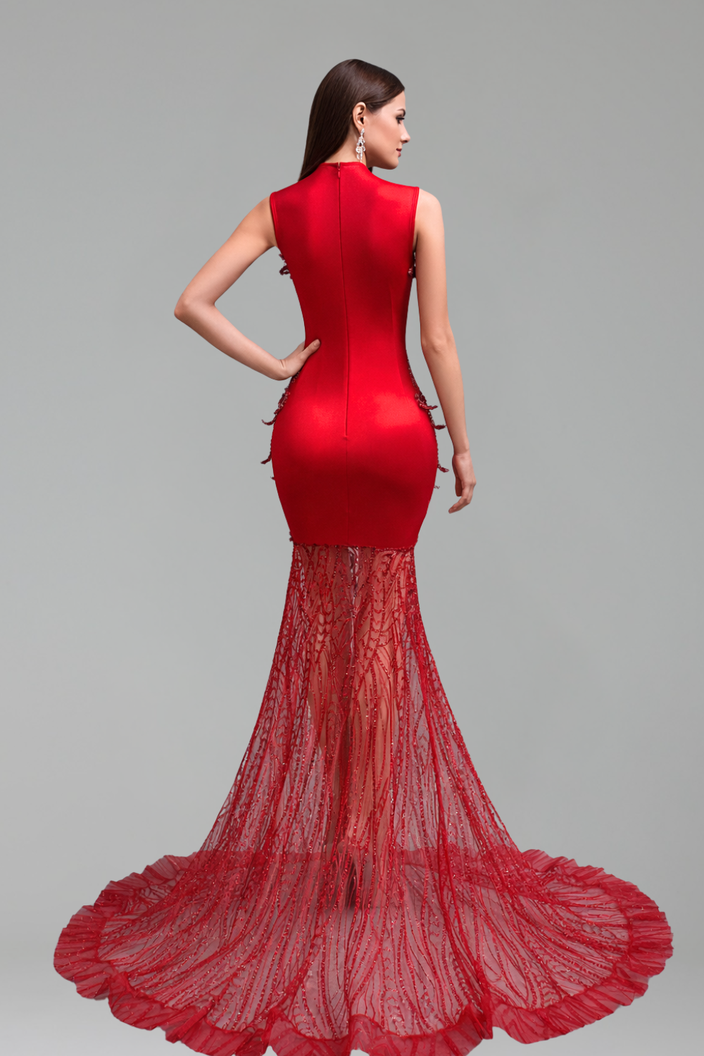 Beaded Illusion Mermaid Gown - LAROSABRIDE
