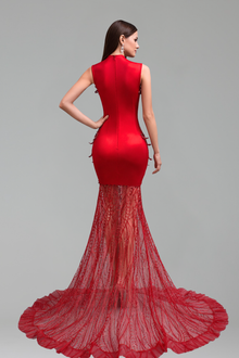 Beaded Illusion Mermaid Gown - LAROSABRIDE