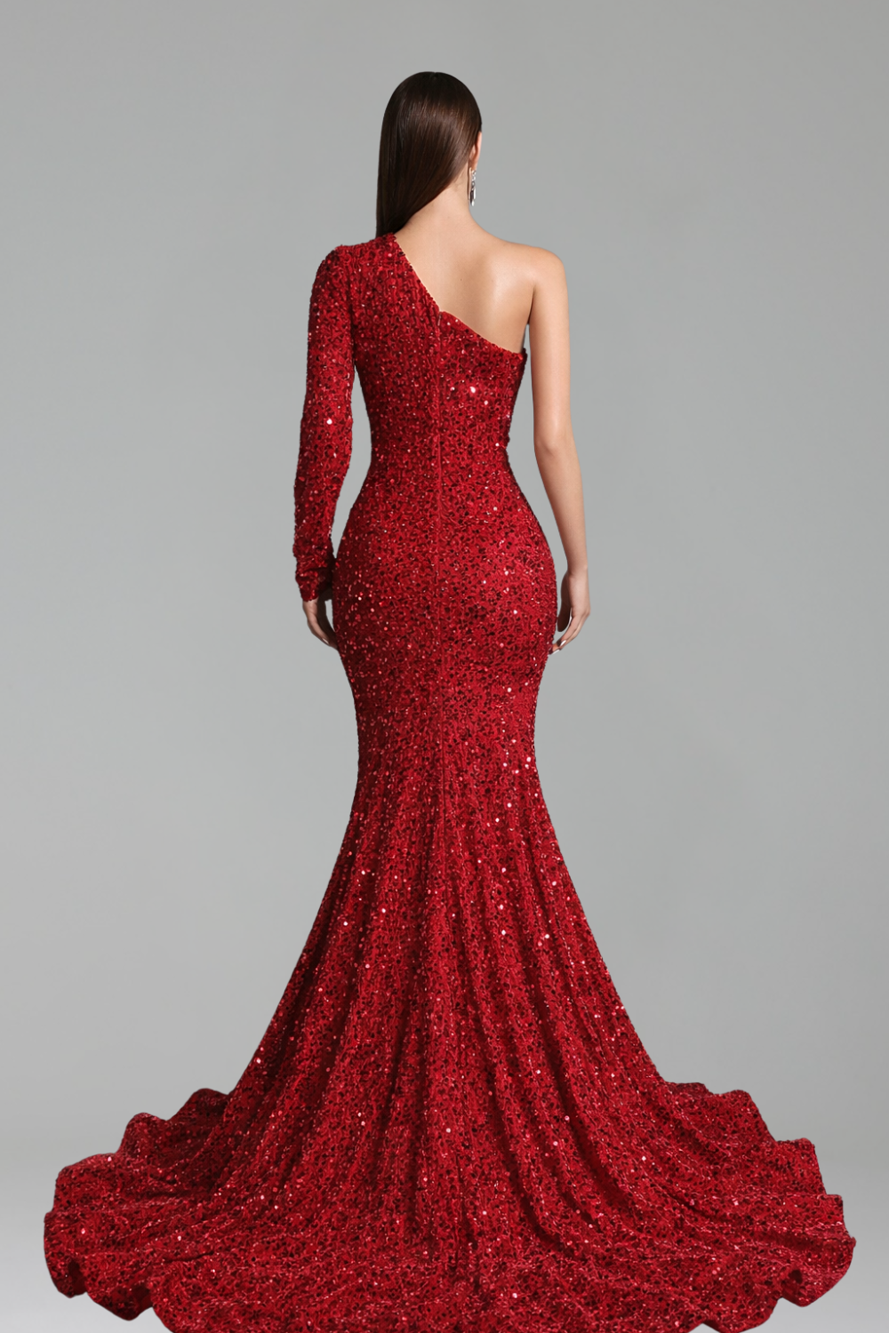 One Shoulder Sequin Mermaid Gown - LAROSABRIDE