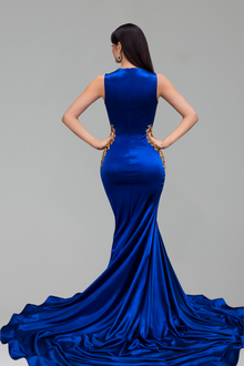 Beaded Bodice Satin Mermaid Gown - LAROSABRIDE