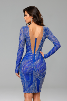 Crystal Swirl Illusion Mini Dress - LAROSABRIDE
