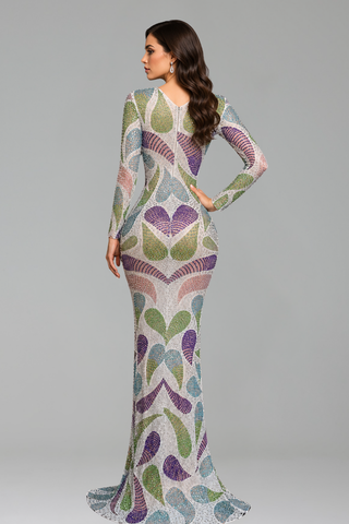 Pastel Beaded Illusion Gown