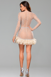 Crystal Illusion Ruffle Mini Dress - LAROSABRIDE
