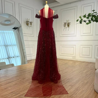 Ships in 2 to 5 Days -Luxury Arabic A-Line Evening Dress with Cape – 2025 Formal Gown