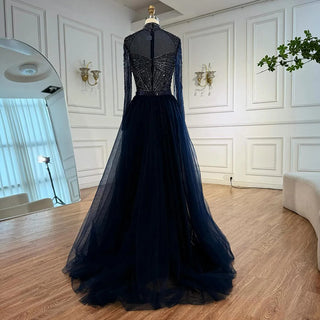 Ships in 2 to 5 Days - Luxury Nude Beaded Arabic-Style Evening Dress – Elegant Gown with Detachable Overskirt