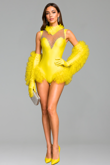 Crystal Neck Ruffle Bodysuit - LAROSABRIDE