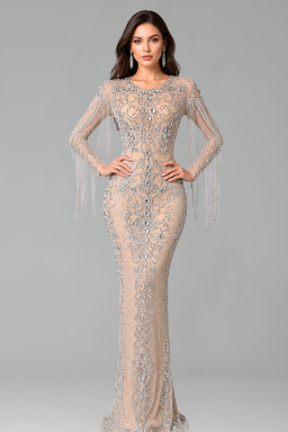 Crystal Fringe Illusion Gown