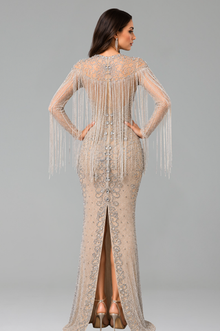 Crystal Fringe Illusion Gown