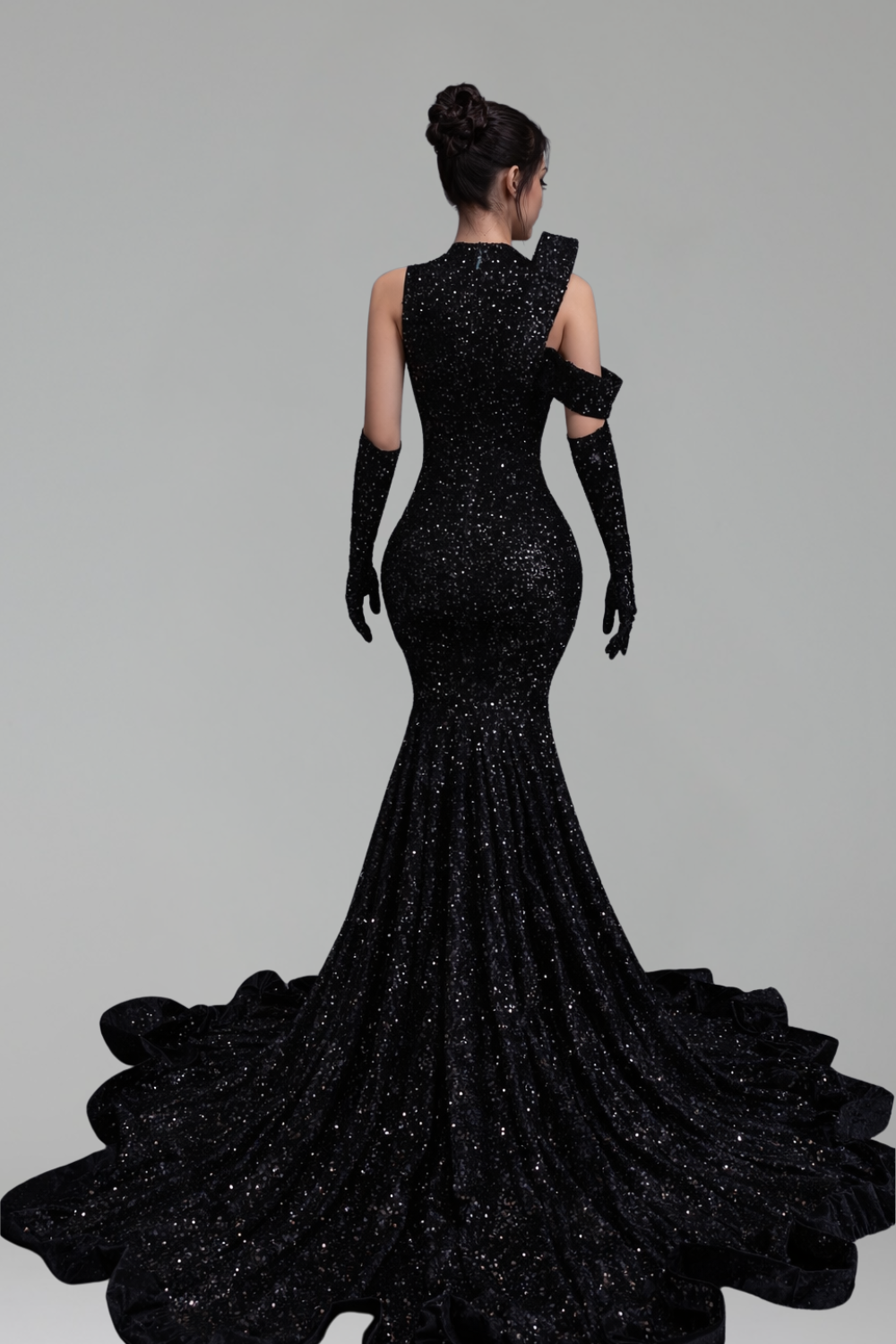 Beaded Illusion Mermaid Gloves Gown - LAROSABRIDE