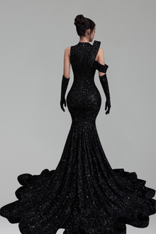 Beaded Illusion Mermaid Gloves Gown - LAROSABRIDE