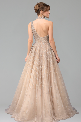 Beaded Lilac Evening Gown - LAROSABRIDE