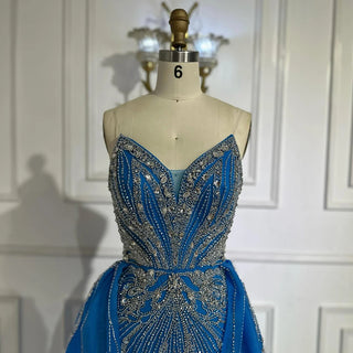 Ships in 2 to 5 Days - 2025 Custom Turquoise Strapless Mermaid Evening Gown – Saudi-Inspired Formal Dress with Overskirt