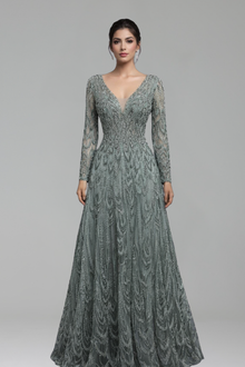 Lace Beaded A-Line Gown - LAROSABRIDE