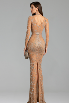 Mirror Embellished Bodycon Gown - LAROSABRIDE