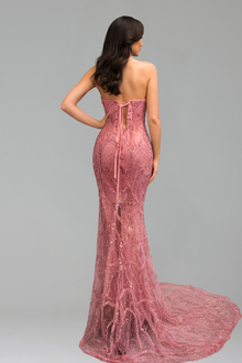 Beaded Strapless Mermaid Dress - LAROSABRIDE