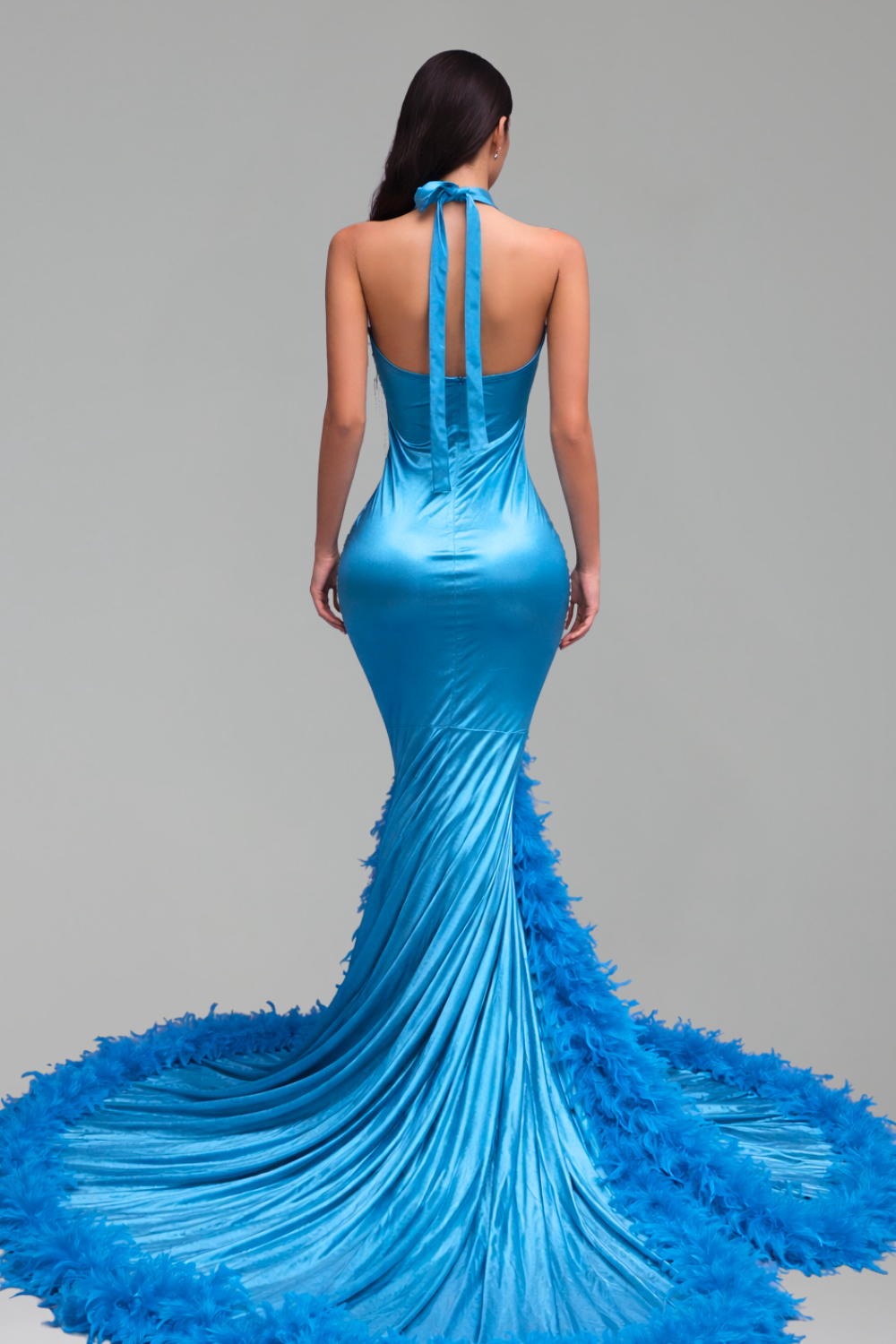 Illusion Beaded High Slit Gown - LAROSABRIDE