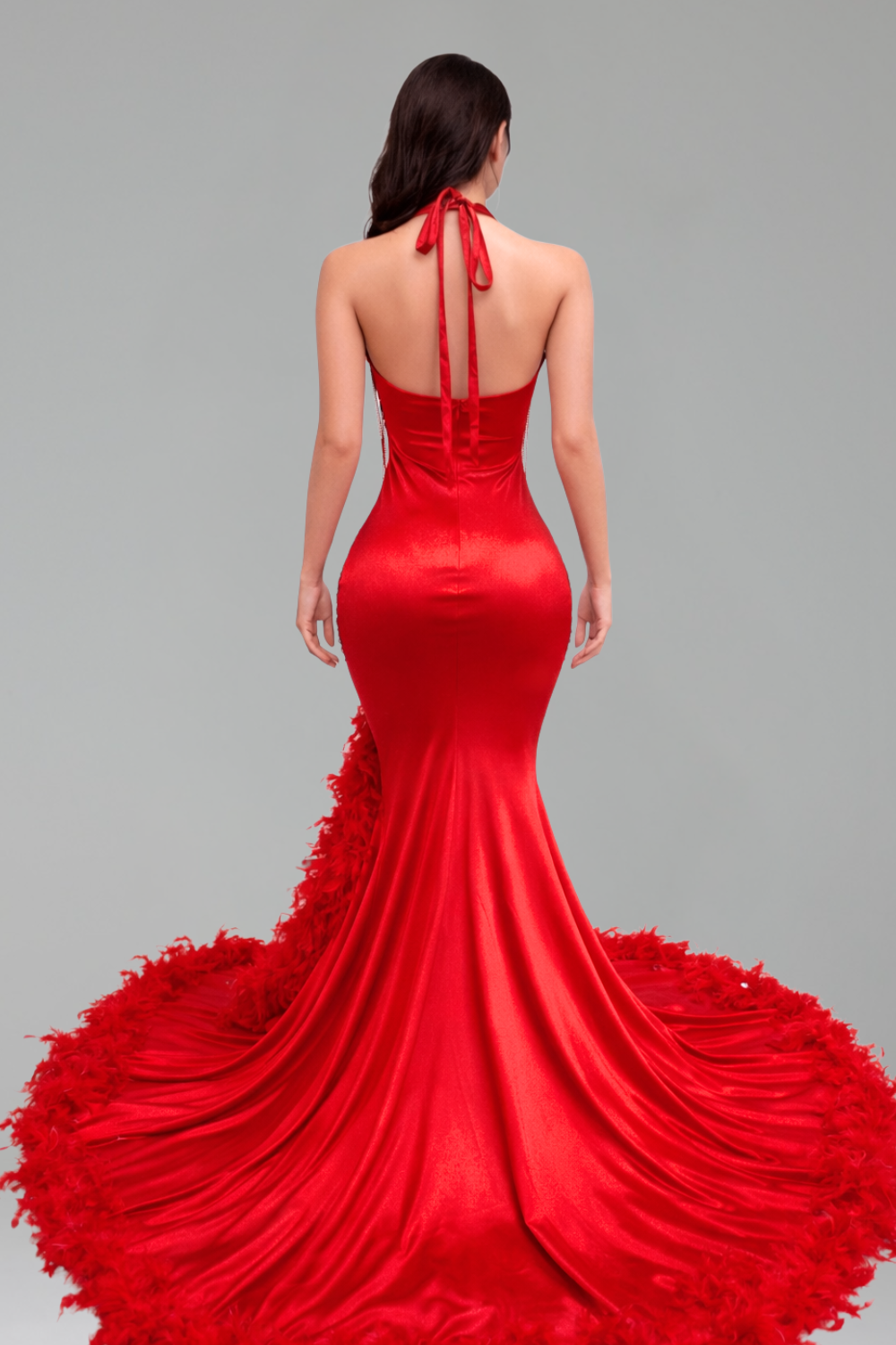 Illusion Beaded High Slit Gown - LAROSABRIDE