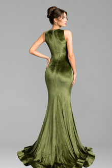 Beaded Slit Evening Dress - LAROSABRIDE