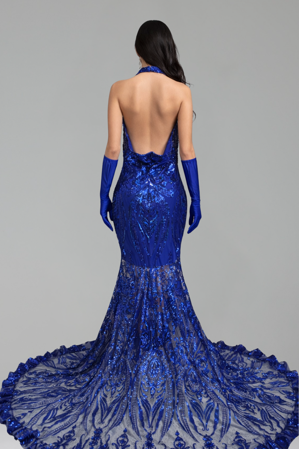 Illusion Beaded Halter Mermaid Gown - LAROSABRIDE