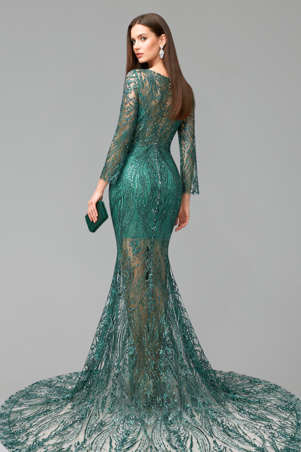 Illusion Lace Long Sleeve Gown - LAROSABRIDE