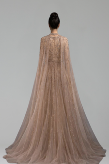 Beaded Square Neck A-Line Gown - LAROSABRIDE