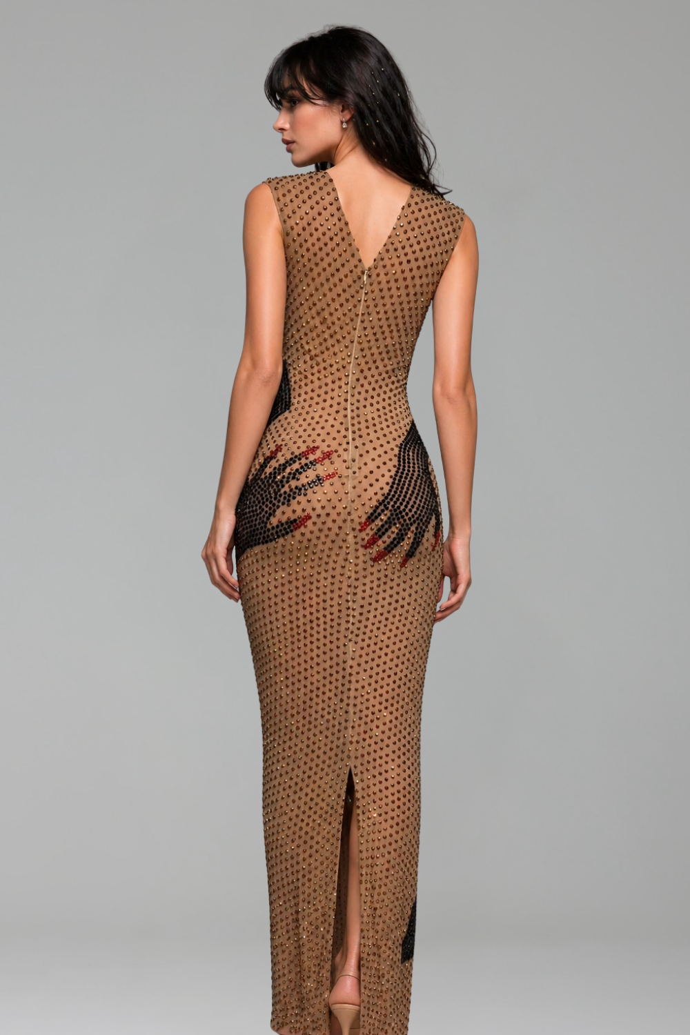 Crystal Mesh Graphic Hand Gown - LAROSABRIDE