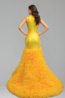 Beaded Illusion Split Evening Dress - LAROSABRIDE