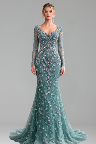 Beaded Crystal Mermaid Gown - LAROSABRIDE