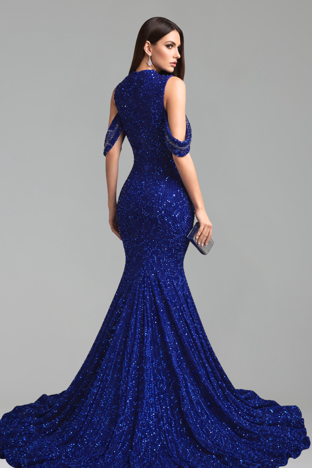 Off Shoulder Appliqu� Sequin Mermaid Gown - LAROSABRIDE