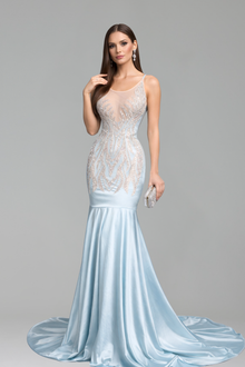 Gold Embellished Mermaid Evening Gown - LAROSABRIDE