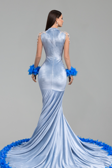 Sheer Embellished Long Sleeve Mermaid Gown - LAROSABRIDE