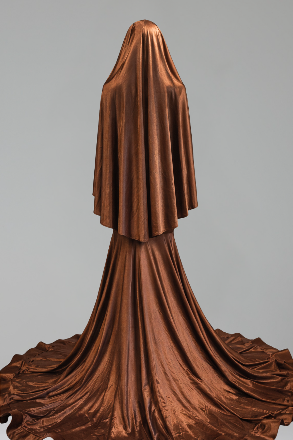Sheer Embellished Satin Cape Gown - LAROSABRIDE