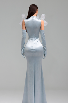 Embellished Illusion Gloves Evening Gown - LAROSABRIDE