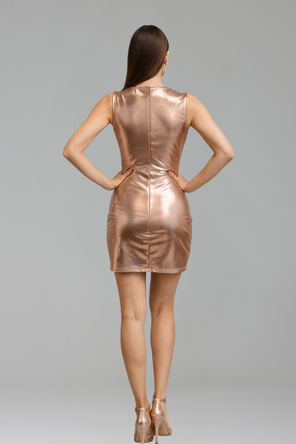 Beaded Illusion Plunge Mini Dress - LAROSABRIDE
