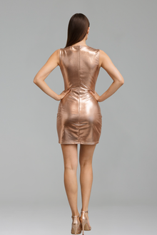 Beaded Illusion Plunge Mini Dress - LAROSABRIDE