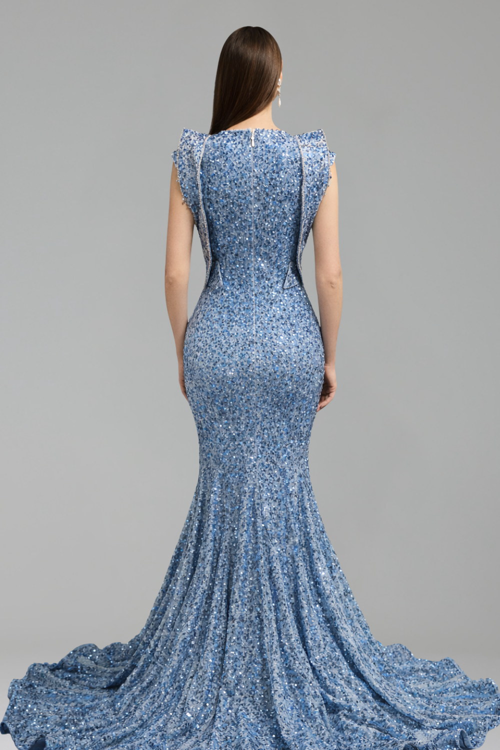 Illusion Appliqu� Sequin Mermaid Gown - LAROSABRIDE