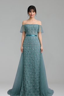 Beaded Mermaid Overskirt Dress - LAROSABRIDE