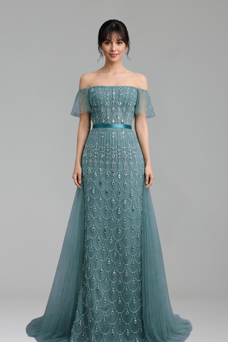 Beaded Mermaid Overskirt Dress - LAROSABRIDE