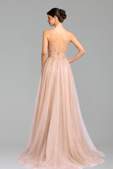 Backless Beaded A-Line Dress - LAROSABRIDE