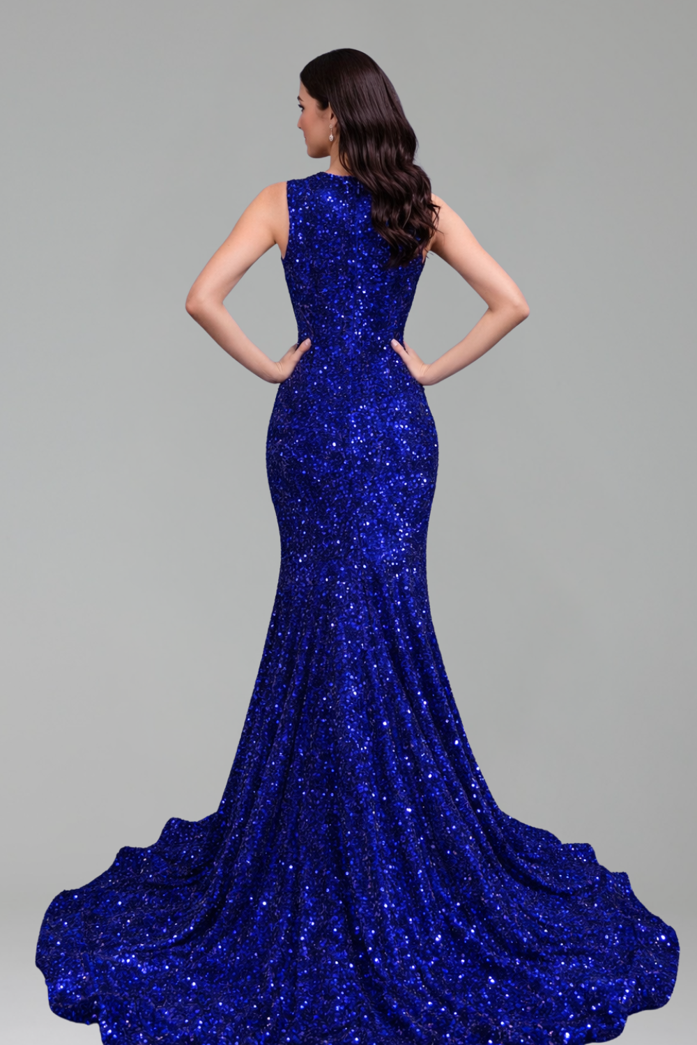Sequin Illusion Split Evening Dress - LAROSABRIDE