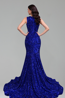 Sequin Illusion Split Evening Dress - LAROSABRIDE