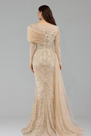 Beaded Mermaid Overskirt Dress - LAROSABRIDE