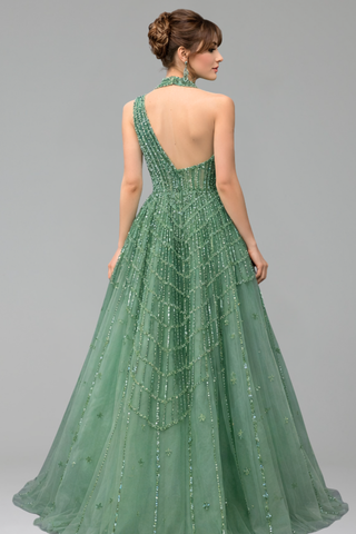 Beaded Lilac Evening Gown