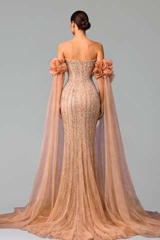 Beaded Mermaid Evening Dress - LAROSABRIDE