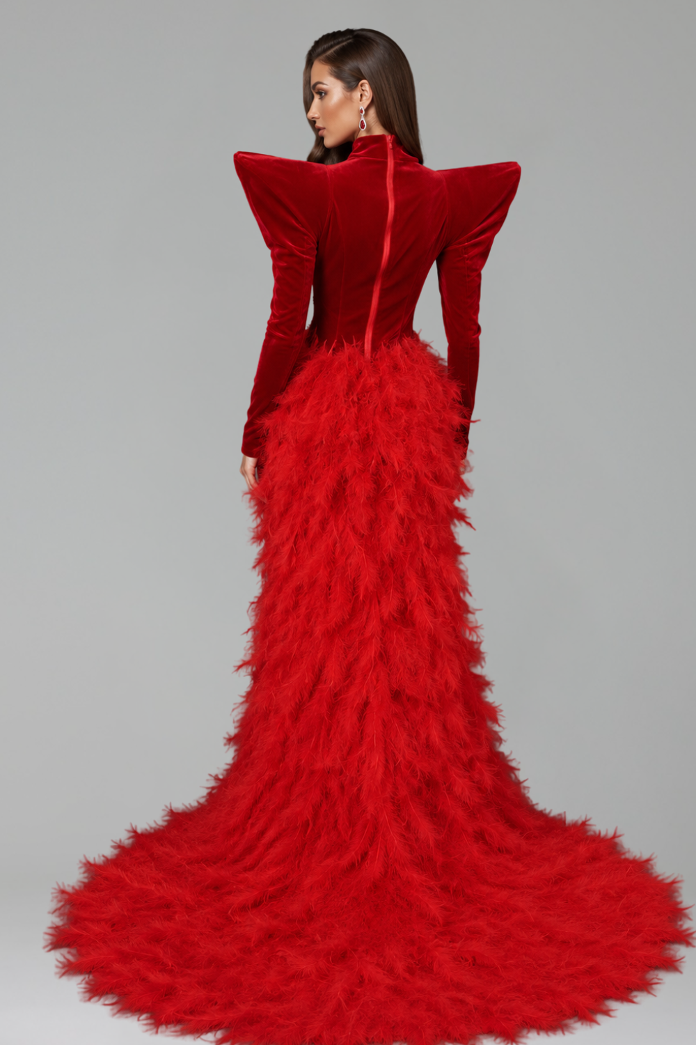 Golden Feather Illusion Gown - LAROSABRIDE